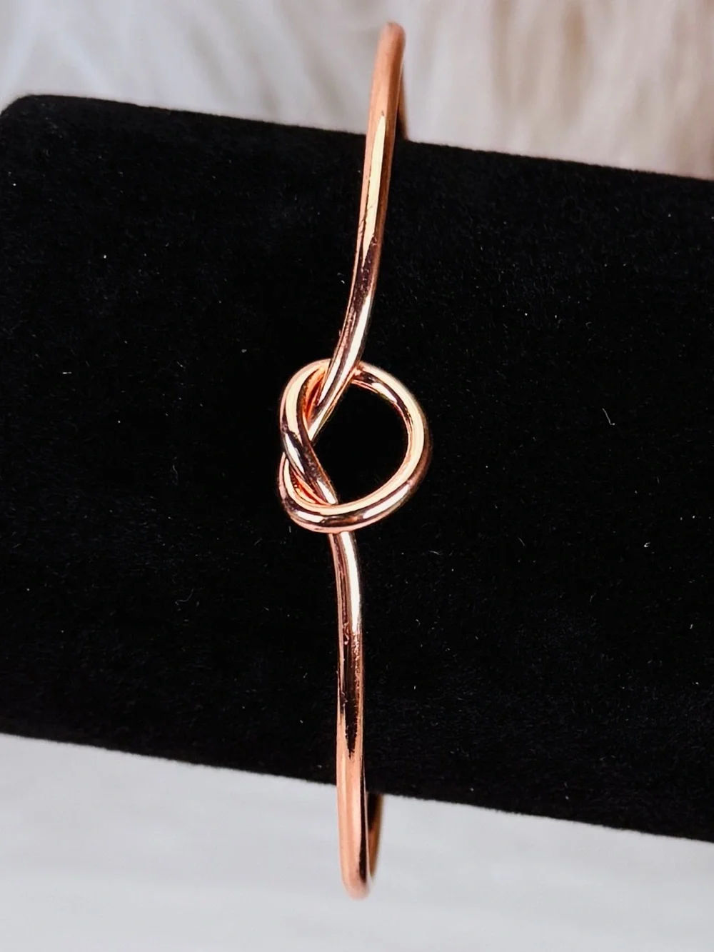 Pretty rose goldtone knotted minimalist cuff bracelet